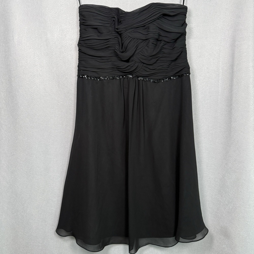 Strapless Mini Dress LBD Wedding Guest Bridesmaid Beaded Ruching